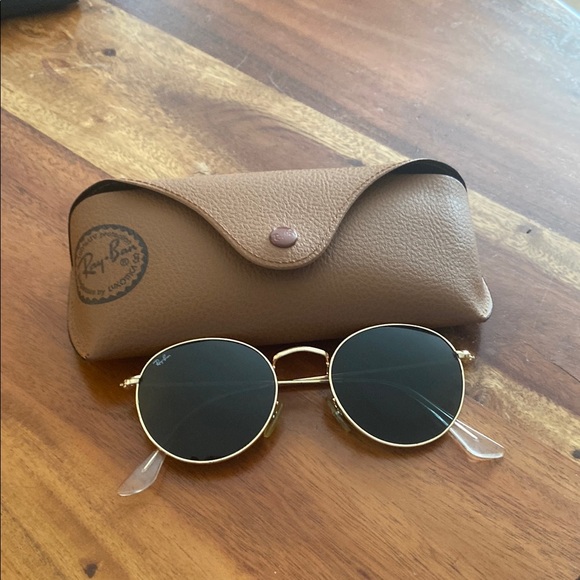 Ray-Ban Gold and Black Round Sunglasses - Picture 2 of 7